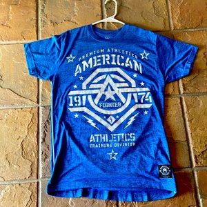 Mens Large Blue American Fighter T-Shirt